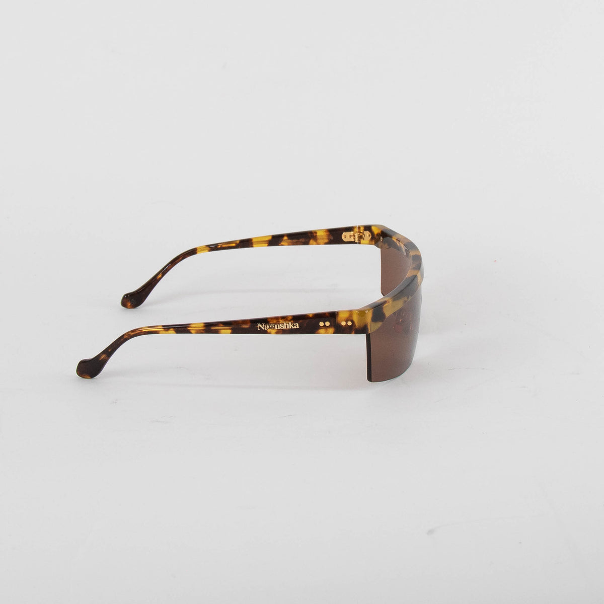 Nanushka Brown Callias Dark Amber Flat Top Sunglasses