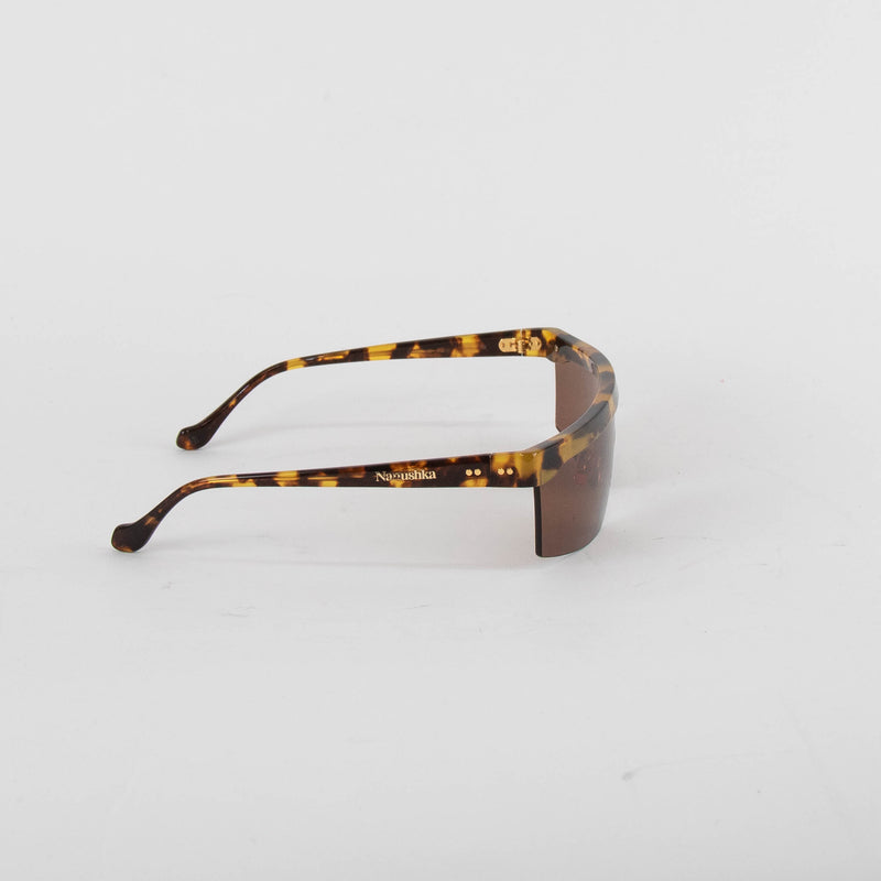 Nanushka Callias Dark Amber Flat Top Sunglasses