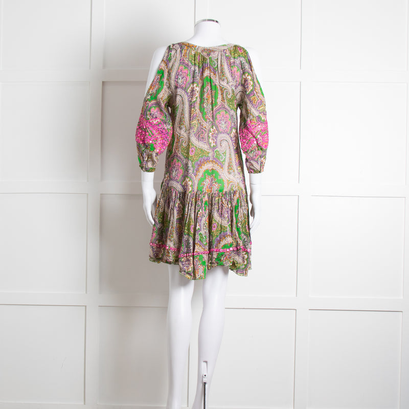 Miss June Green Embroidered Kaftan Mini Dress