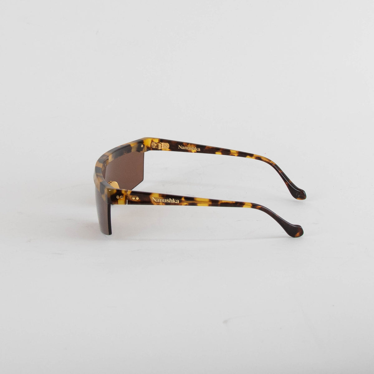 Nanushka Brown Callias Dark Amber Flat Top Sunglasses