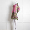 Miss June Green Embroidered Kaftan Mini Dress