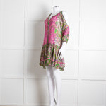 Miss June Green Embroidered Kaftan Mini Dress