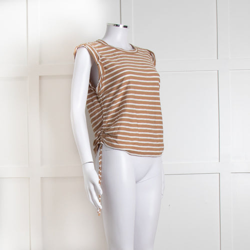 Veronica Beard White Brown Striped T Shirt