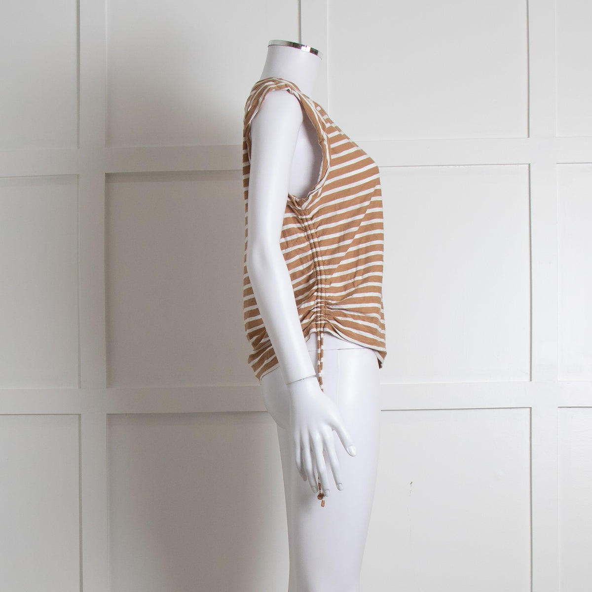 Veronica Beard White Brown Striped T Shirt