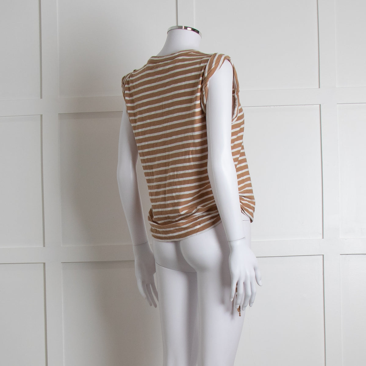 Veronica Beard White Brown Striped T Shirt