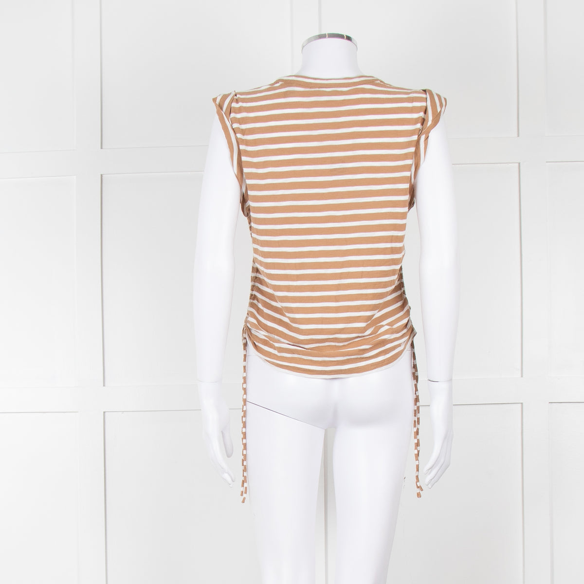Veronica Beard White Brown Striped T Shirt
