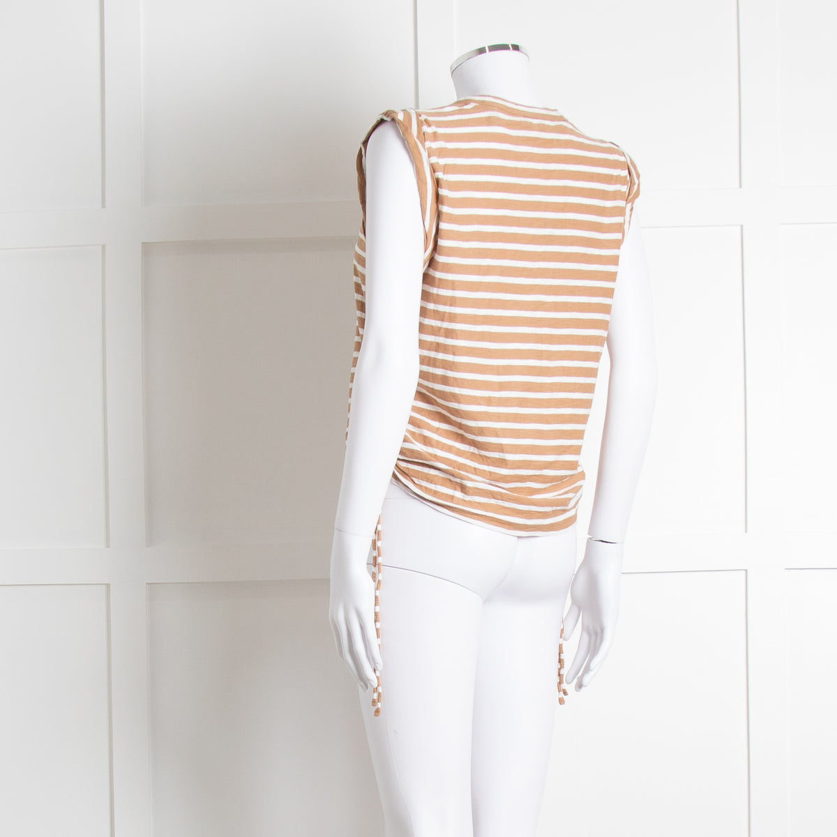 Veronica Beard White Brown Striped T Shirt
