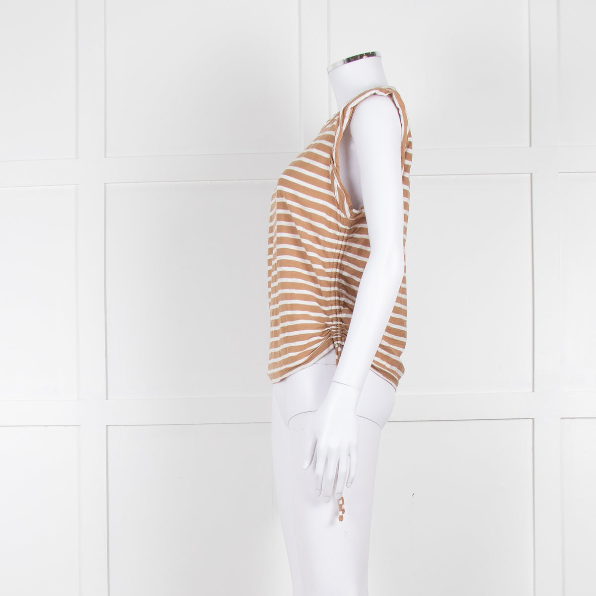 Veronica Beard White Brown Striped T Shirt