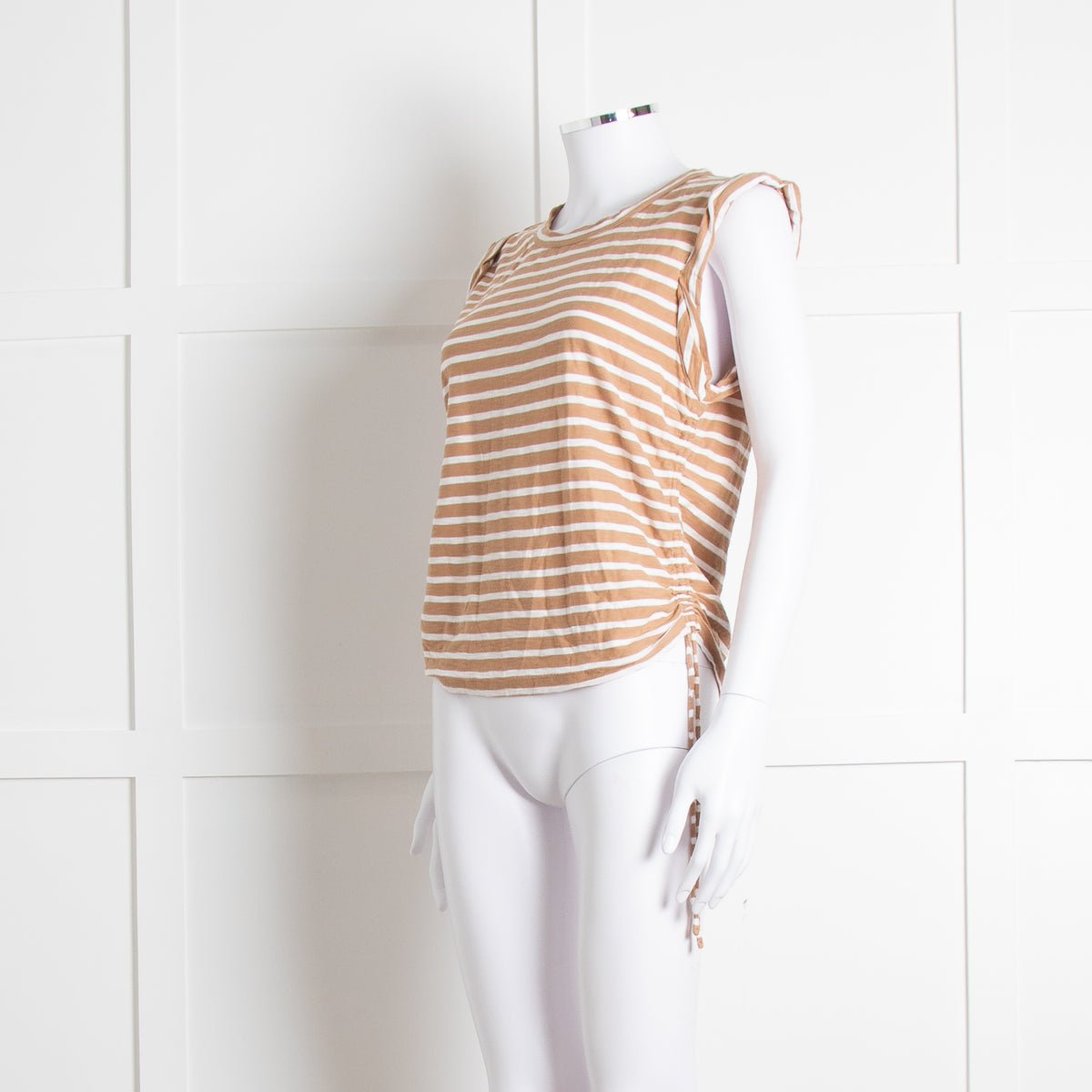Veronica Beard White Brown Striped T Shirt