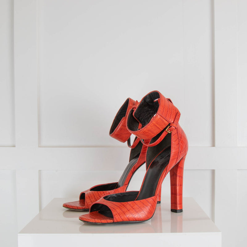 Alexander Wang Orange Embossed Leather Heeled Sandals