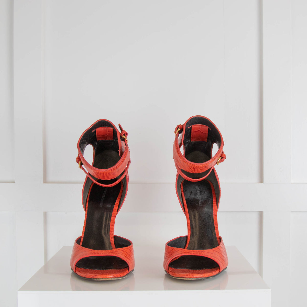 Alexander Wang Orange Embossed Leather Heeled Sandals