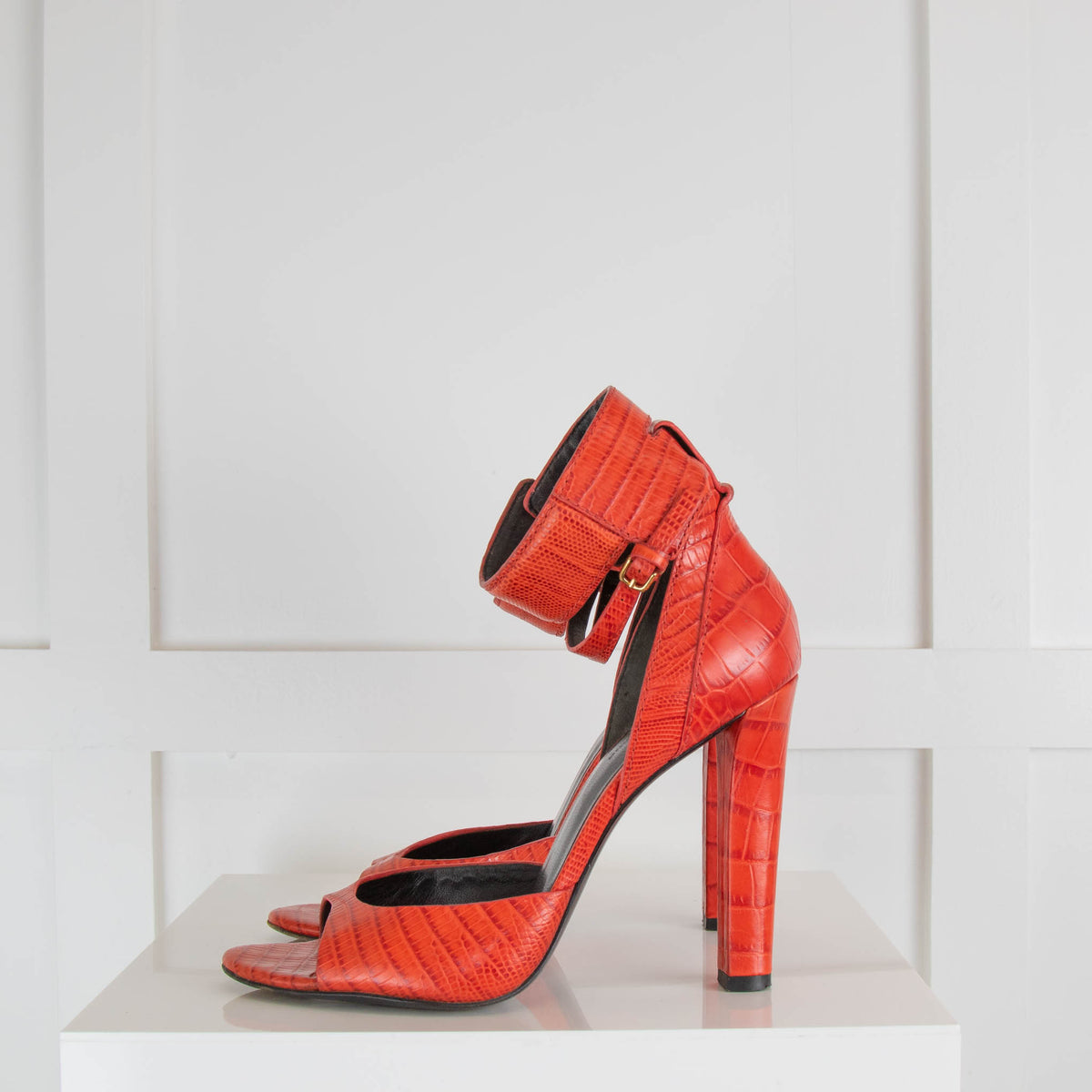 Alexander Wang Orange Embossed Leather Heeled Sandals