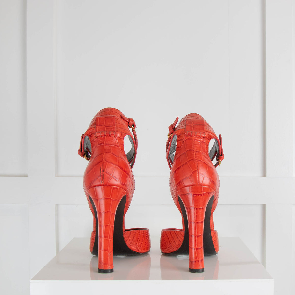 Alexander Wang Orange Embossed Leather Heeled Sandals