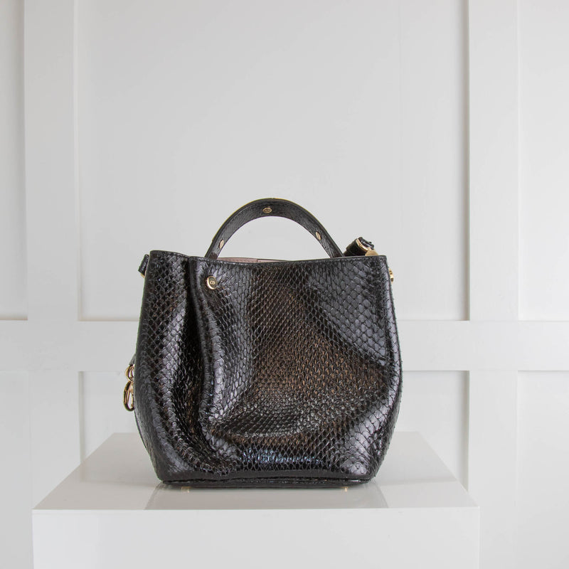 Dior Black Python Mini Handle Bucket Bag