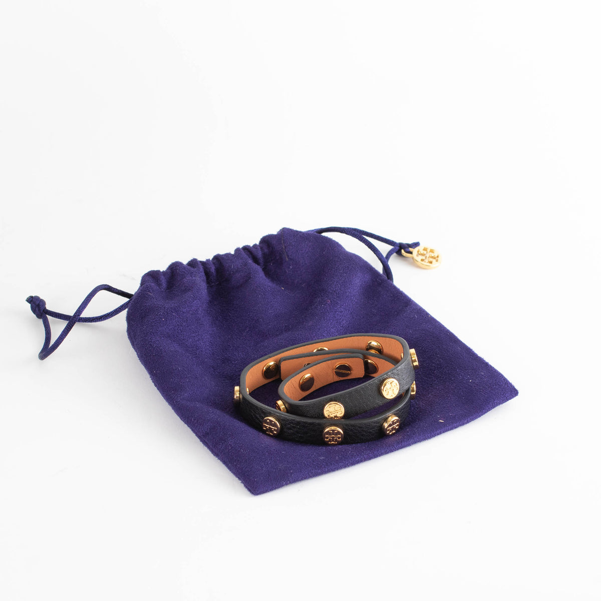 Tory Burch Black & Gold Double Wrap Bracelet