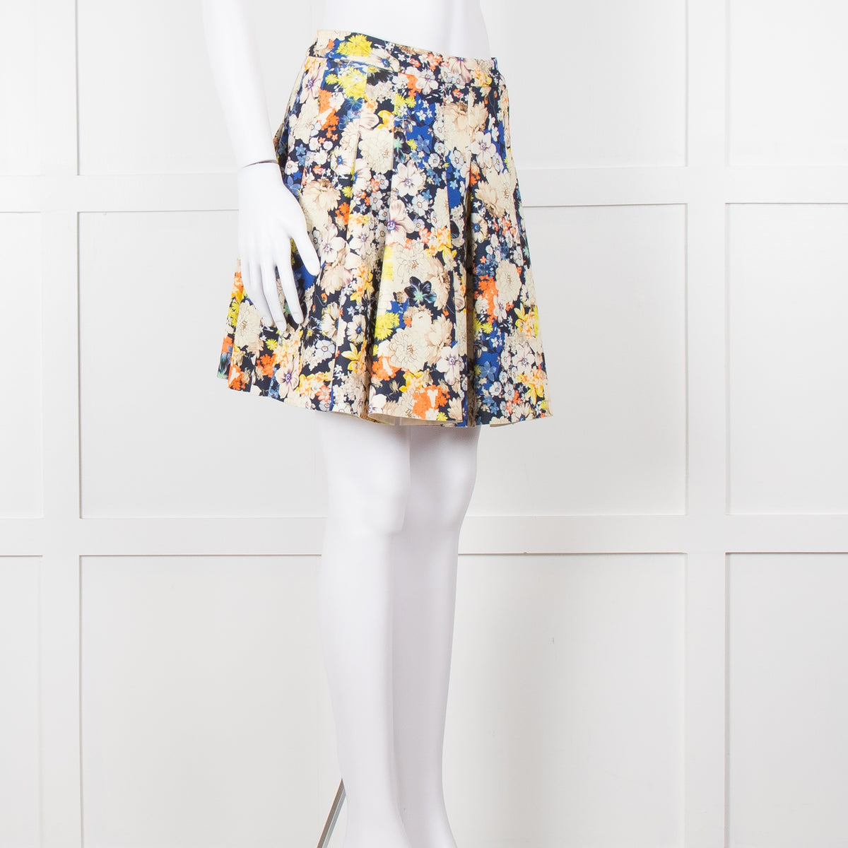 Zoe Milano Navy Cream Yellow Floral Mini Skirt