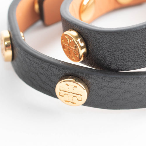 Tory Burch Black & Gold Double Wrap Bracelet