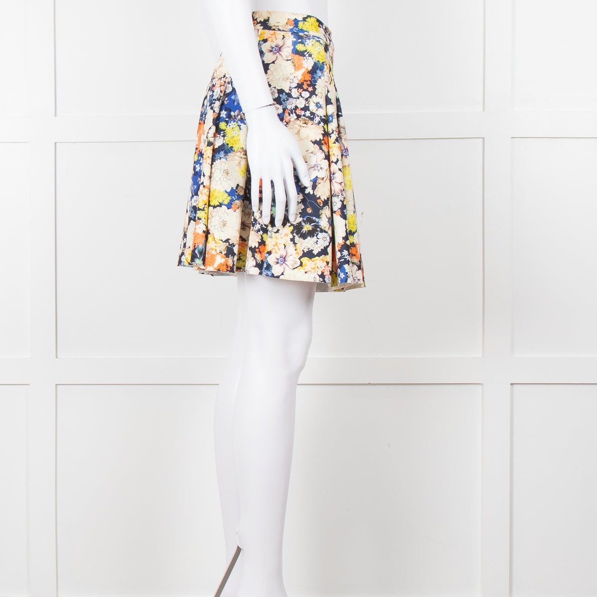 Zoe Milano Navy Cream Yellow Floral Mini Skirt
