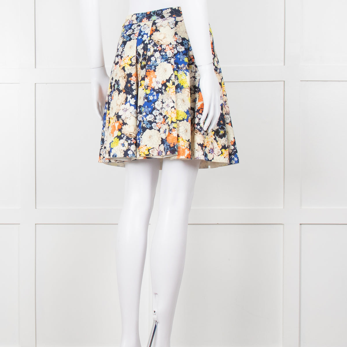 Zoe Milano Navy Cream Yellow Floral Mini Skirt