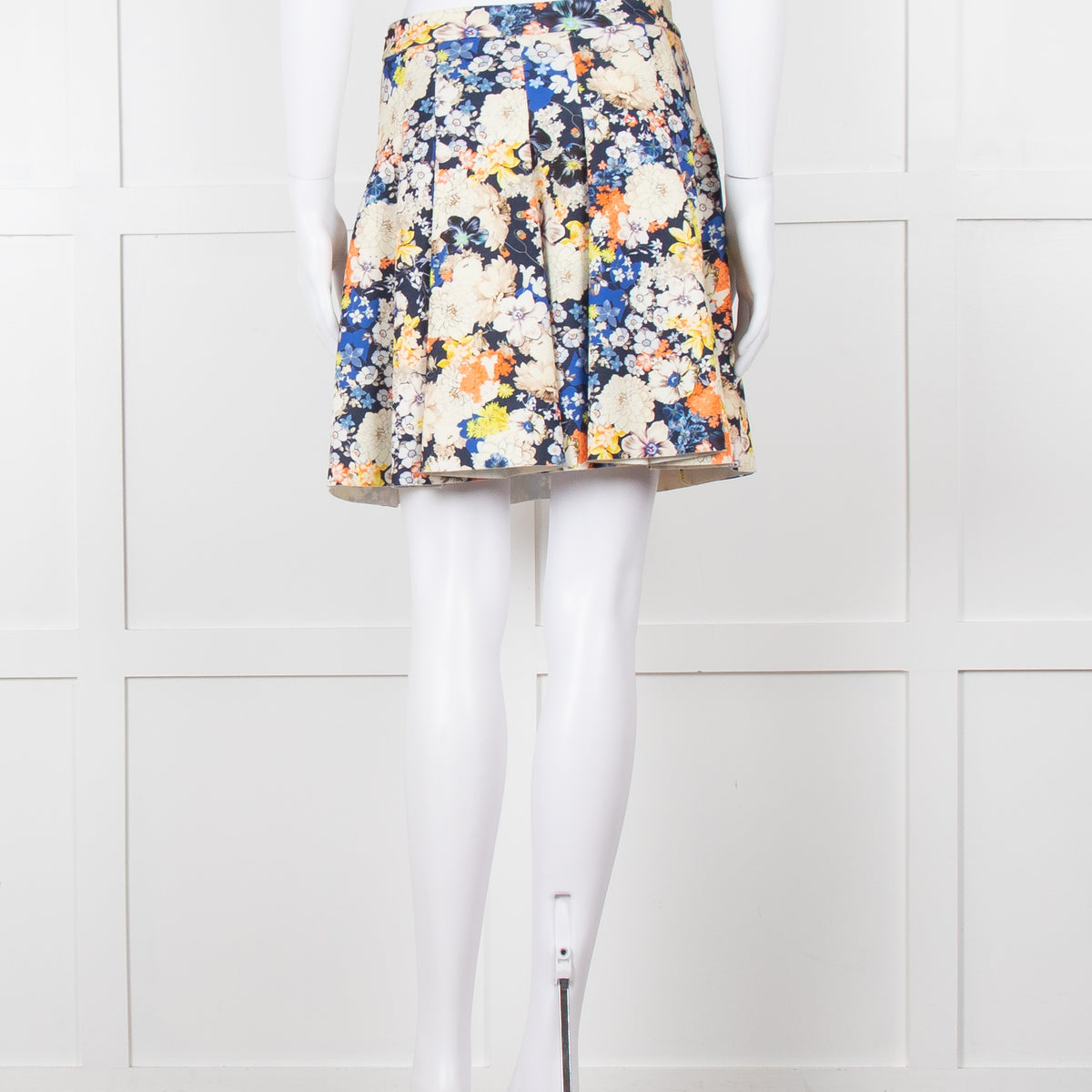 Zoe Milano Navy Cream Yellow Floral Mini Skirt