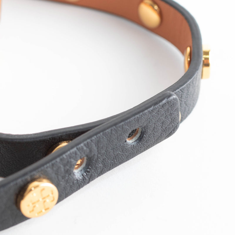 Tory Burch Black & Gold Double Wrap Bracelet