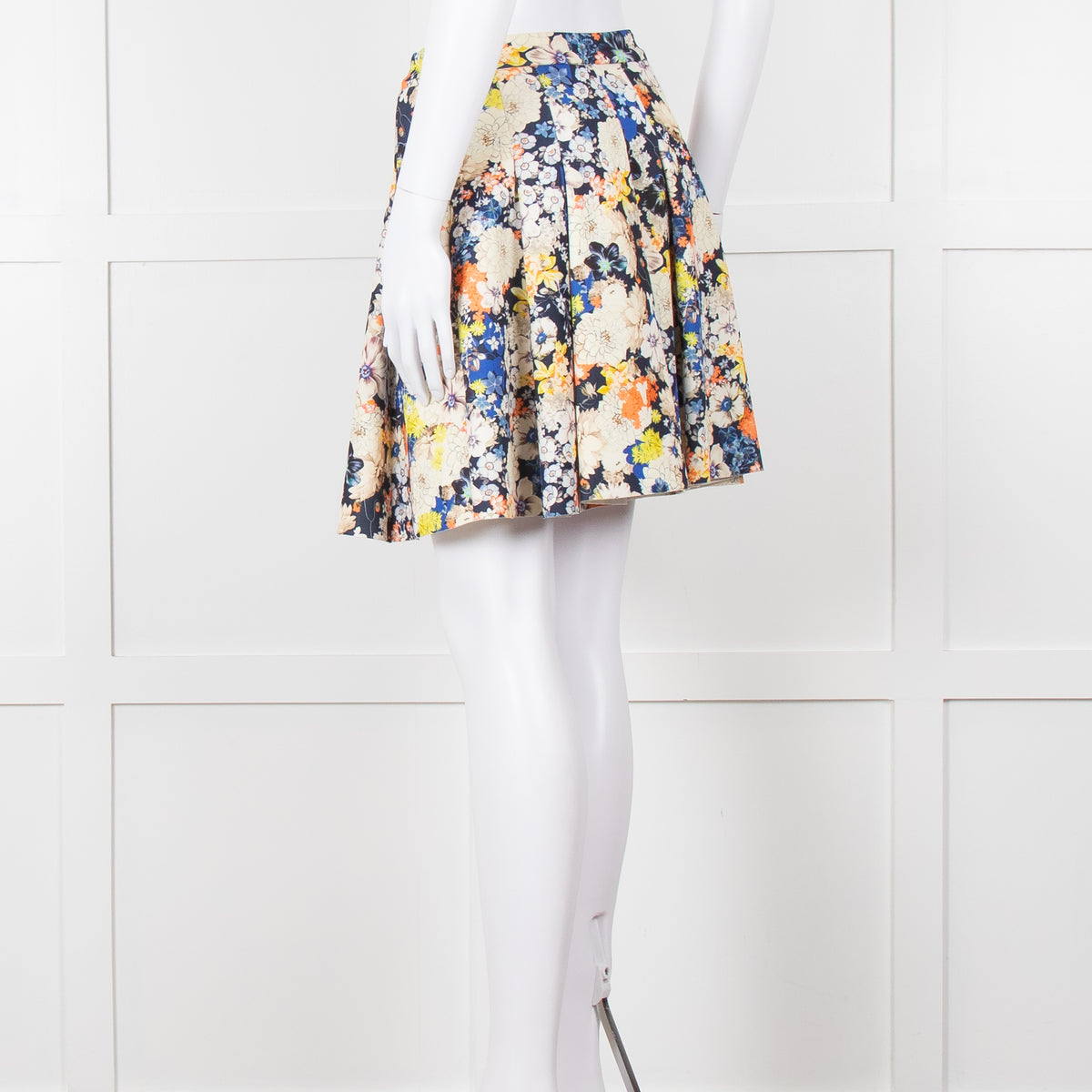Zoe Milano Navy Cream Yellow Floral Mini Skirt
