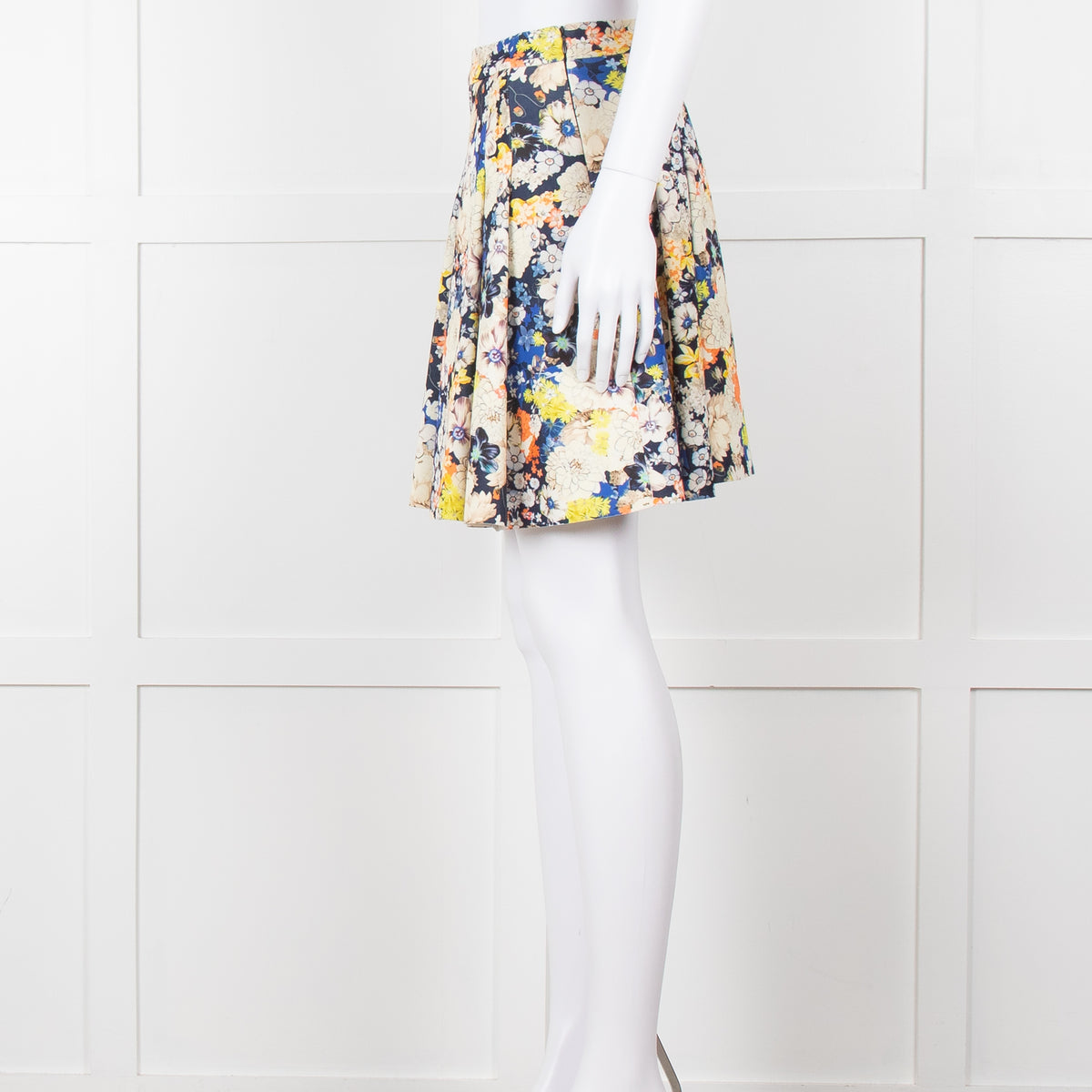 Zoe Milano Navy Cream Yellow Floral Mini Skirt