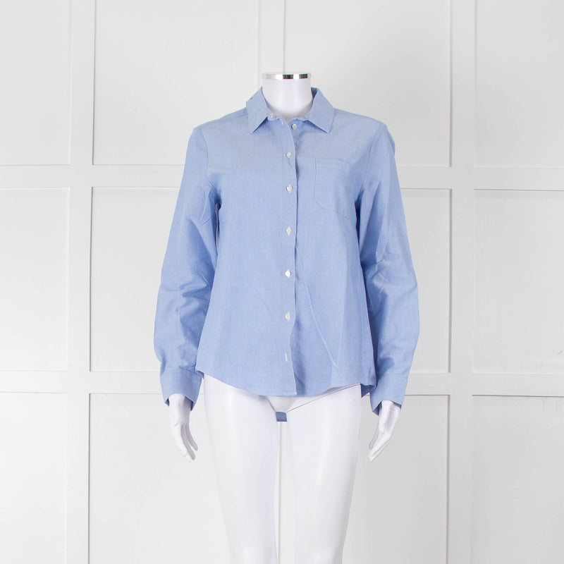 Sezane Blue Cotton Collared Shirt