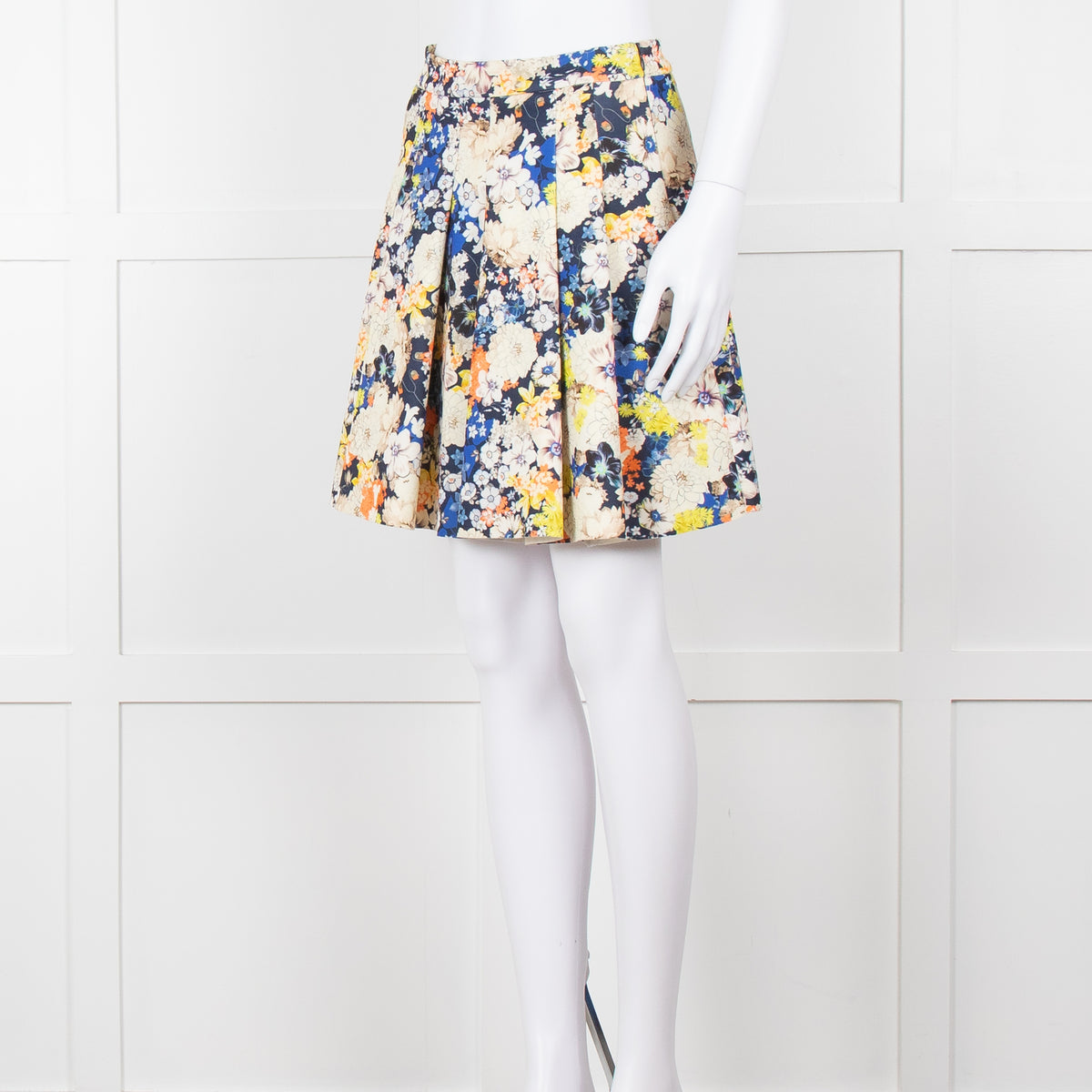Zoe Milano Navy Cream Yellow Floral Mini Skirt