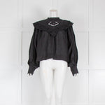 Isabel Marant Etoile Black Linen Lace Trimmed Blouse