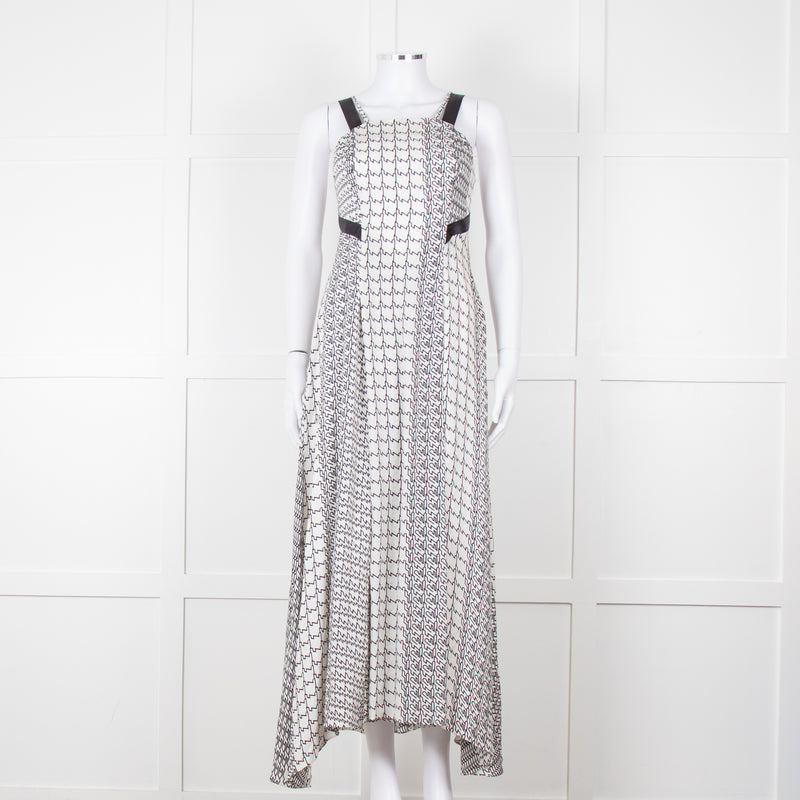 Kenzo White Black Geometric Print Strapless Long Dress