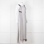 Kenzo White Black Geometric Print Strapless Long Dress