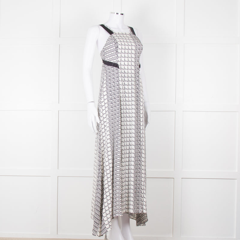 Kenzo White Black Geometric Print Strapless Long Dress