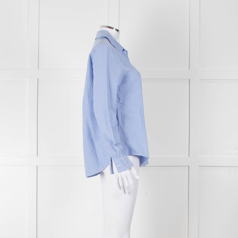 Sezane Blue Cotton Collared Shirt