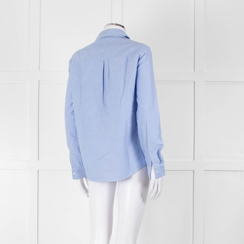 Sezane Blue Cotton Collared Shirt