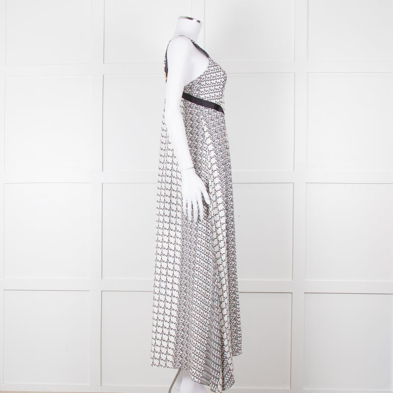 Kenzo White Black Geometric Print Strapless Long Dress