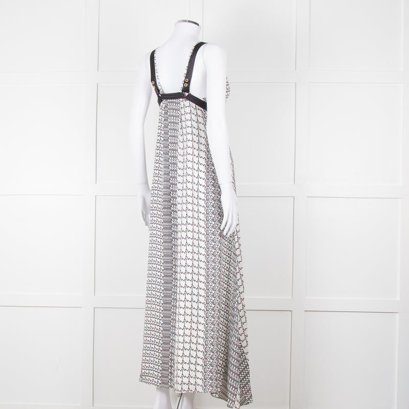 Kenzo White Black Geometric Print Strapless Long Dress