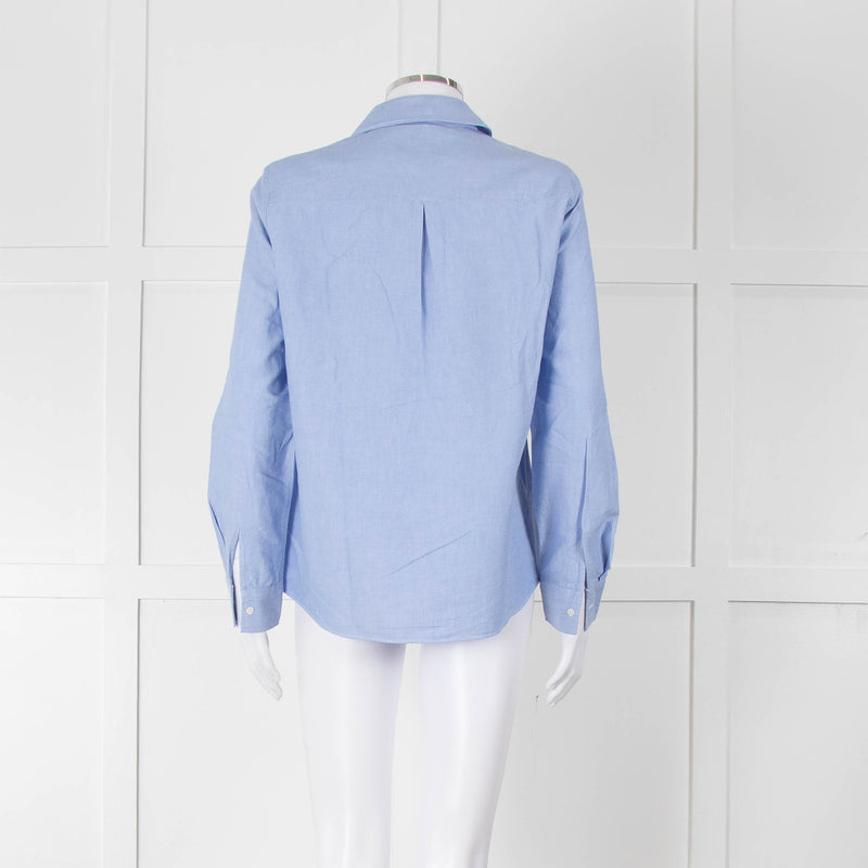 Sezane Blue Cotton Collared Shirt