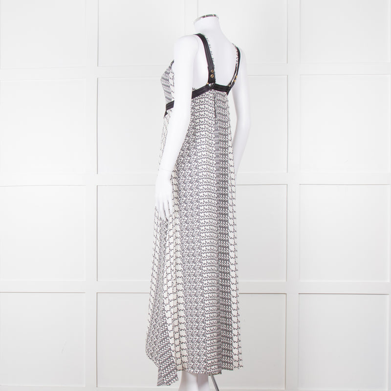 Kenzo White Black Geometric Print Strapless Long Dress