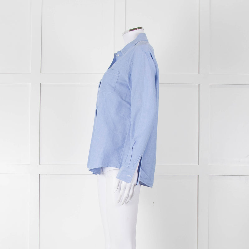 Sezane Blue Cotton Collared Shirt