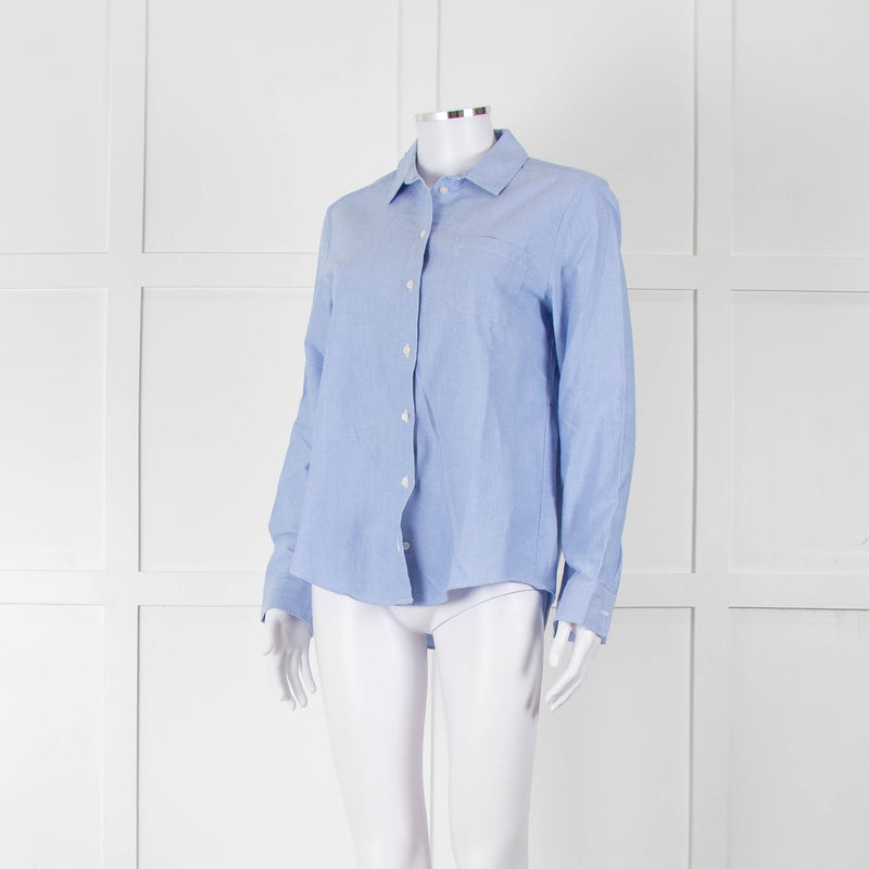 Sezane Blue Cotton Collared Shirt