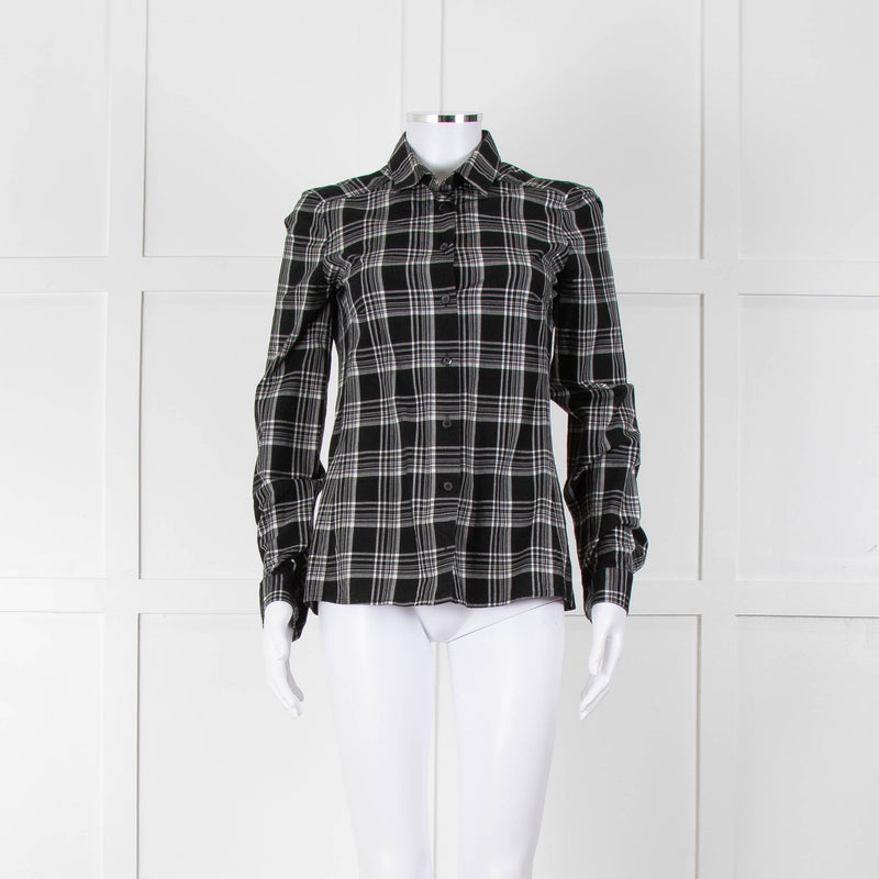 Gucci Black and White Check Cotton Shirt