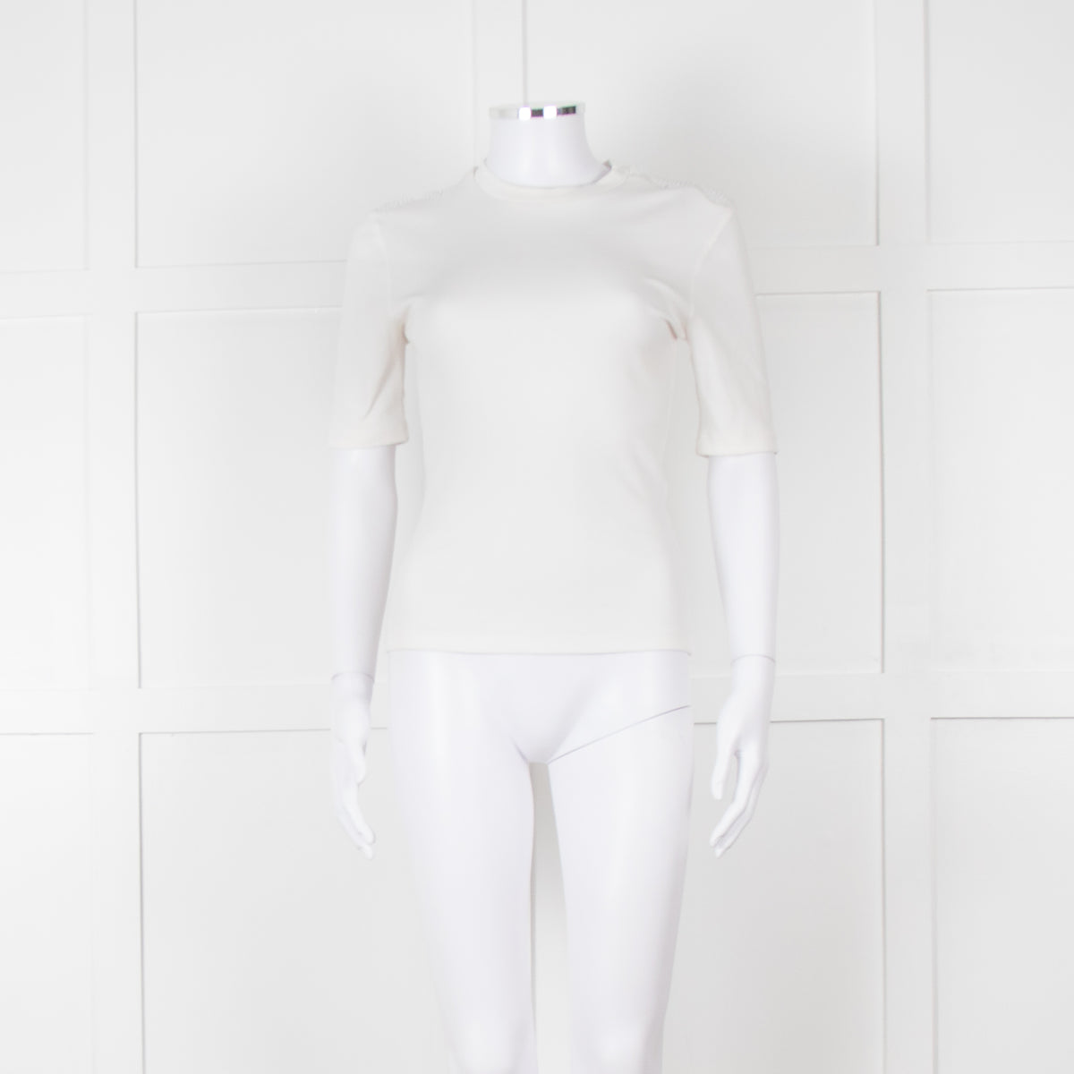 Claudie Pierlot White Lace Detail Shoulder Short Sleeve Top