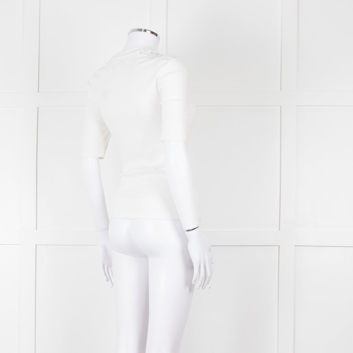 Claudie Pierlot White Lace Detail Shoulder Short Sleeve Top