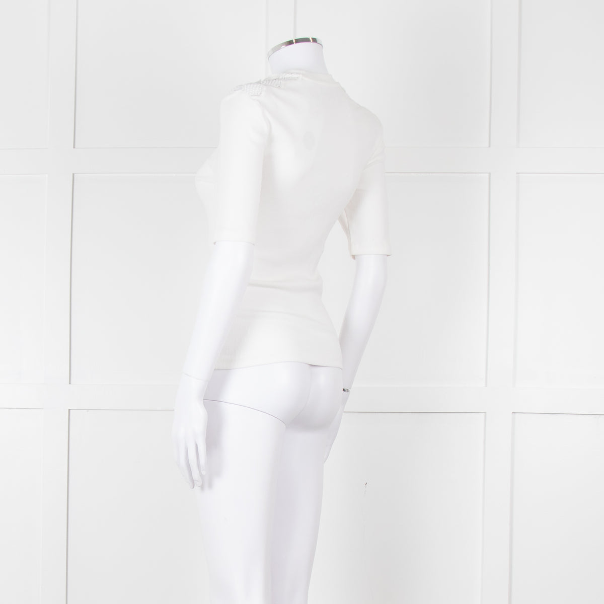 Claudie Pierlot White Lace Detail Shoulder Short Sleeve Top