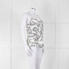 Club Monaco Cream Camisole Top with Handrawn Flower Pattern