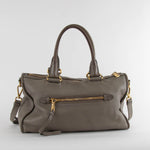 Prada Greige Grained Vitello Daino Top Handle Bag