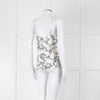 Club Monaco Cream Camisole Top with Handrawn Flower Pattern