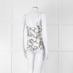 Club Monaco Cream Camisole Top with Handrawn Flower Pattern