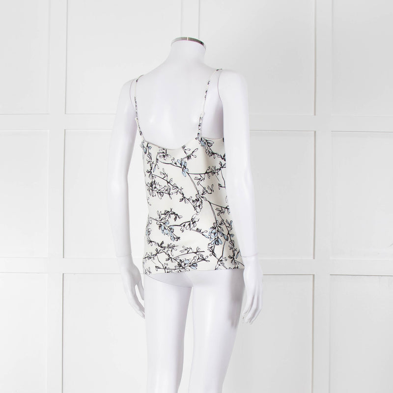 Club Monaco Cream Camisole Top with Handrawn Flower Pattern